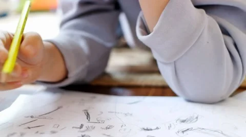 Children draw in home Stock Footage 43742877
