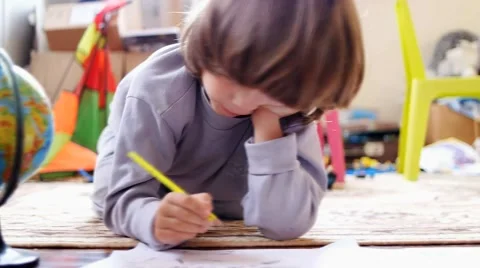 Children draw in home Video stock 43742880