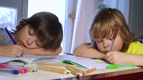 Children draw in home Stock-Footage 59764182