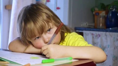 Children draw in home Video stock 59764195