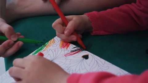 Children draw neatly on the couch Stock Footage 160938860