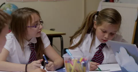 Children drawing in classroom Stock Footage 58574513