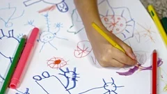 Kids Drawing with Pencils and Felt Pens at Home Stock Footage - Video of  education, draw: 181177008