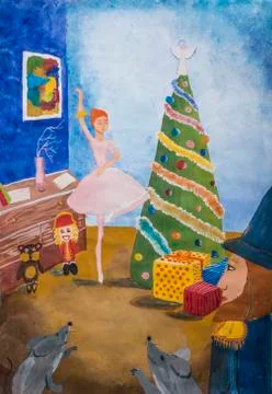 Children drawing in gouache "The Nutcracker" Stock Illustration