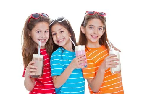 Children drinking milk drinks Stock Photos