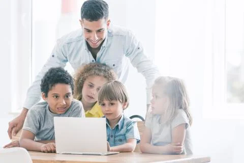 Children during e-learning classes Stock Photos