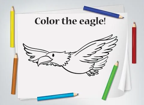 Children eagle coloring worksheet Stock Illustration