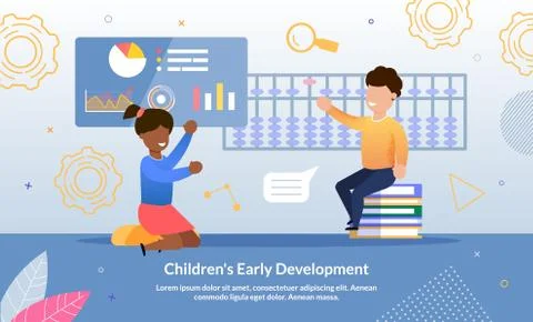 Children Early Development Flat Vector Banner Illustrazione stock