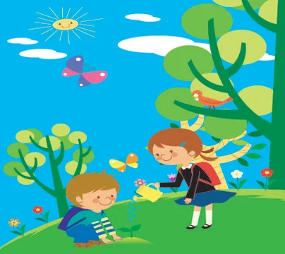 Children ecological background Stock Illustration