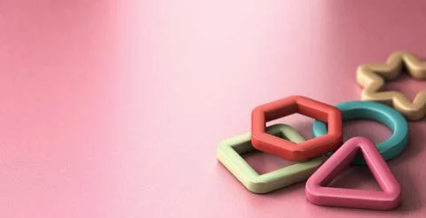 Children education, Basic shapes over pink background. Stock Photos