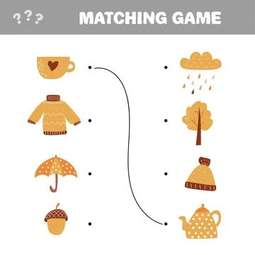Children educational game. Match elements. Vector matching game. Stock Illustration