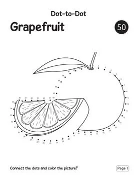 Children Educational Learning Puzzle Page with Grapefruit Connect the Dots Ilustração Stock