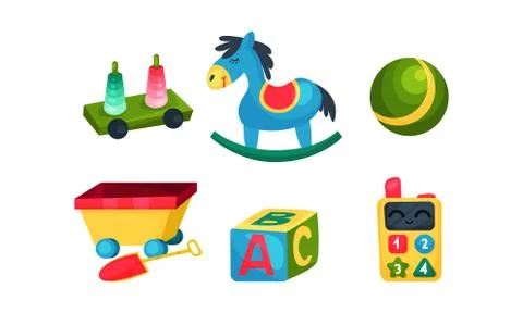 Children Educational Toy Vector Set. Learning Abc Concept Illustrazione stock