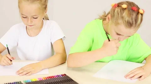 Children engage in creative drawing session with colorful markers 스톡 동영상 296332291