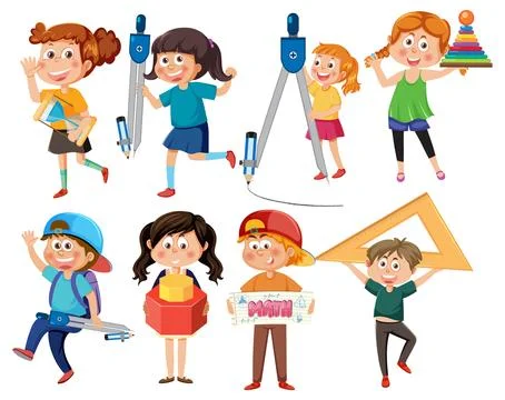 Children Engaged in Various Creative Activities Stock Illustration