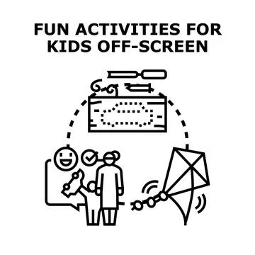 Children engaging in positive off screen fun activities Illustrazione stock