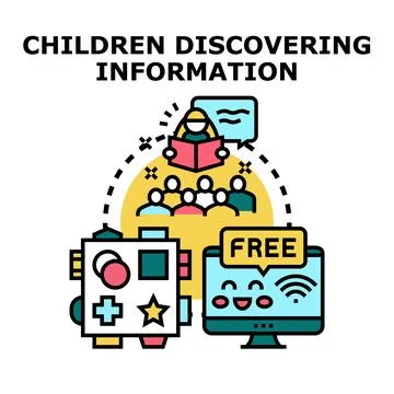 Children engaging in various learning methods Stock Illustration
