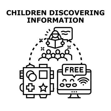 Children engaging in various learning methods Stock Illustration