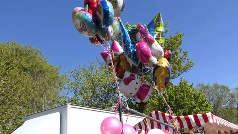 Children enjoying ballons at Shanes Castle May Day Steam Rally Estate Antrim Stock Footage 203801341