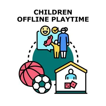 Children enjoying offline playtime developing mind and body Stock Illustration