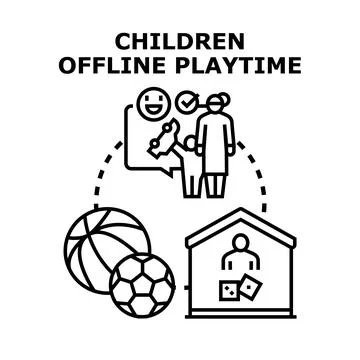Children enjoying offline playtime developing mind and body Stock Illustration