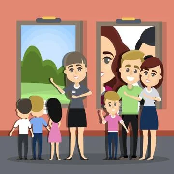 Children at exhibition. Stock Illustration