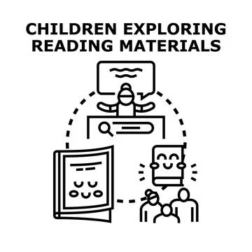 Children exploring reading materials and education concept Иллюстрация