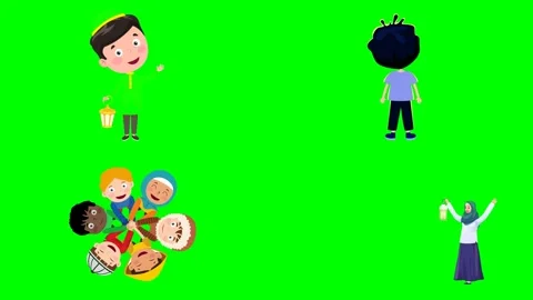 Children faces forming circle and cute boys holding lantern brightly 2d Stock Footage 334702856