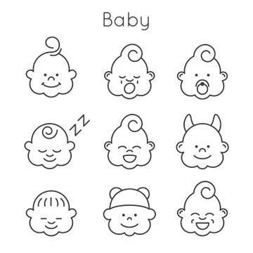 Children faces icon set Illustrazione stock