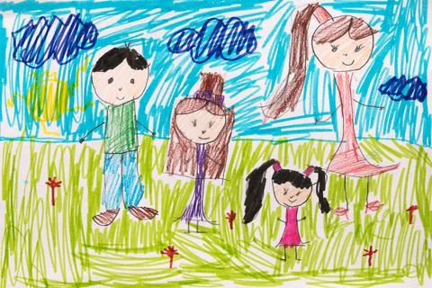 Children in the Field Stock Illustration