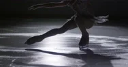 Children Figure Skating On Ice Slow Motion Stock Footage