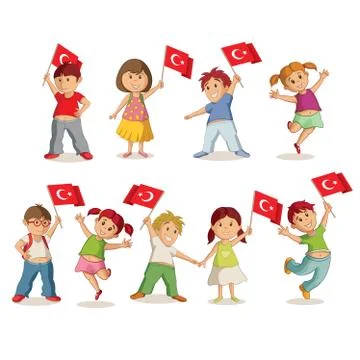 Children with flags Stock Illustration