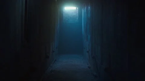 Children with flashlights running in slow motion through dark tunnels Stock Footage 195764614