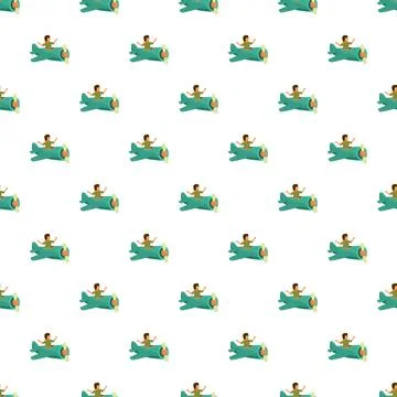Children flying airplanes seamless pattern for travel Stock Illustration