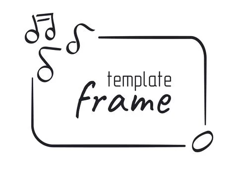 Children Frame template with Musical Notes. Doodle hand drawn decoration with Stock Illustration