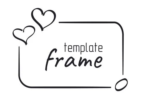 Children Frame Template with pair of Hearts. Hand drawn decoration with symbol Stock Illustration