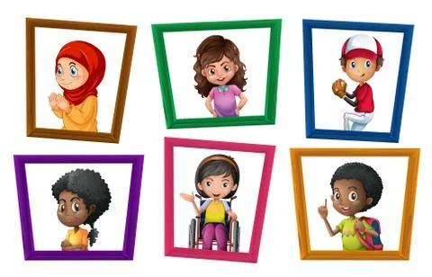 Children in frames Illustrazione stock