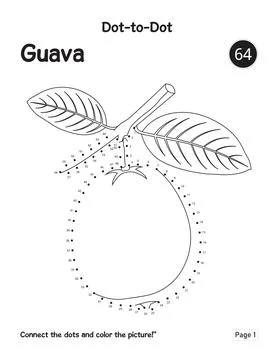 Children Fun Drawing And Counting Game Featuring Guava Connect The Dots Page Stock Illustration