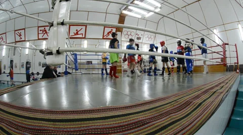 Children future champions on training on boxing Stock Footage 34363476