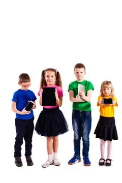 The children with gadgets Stock Photos