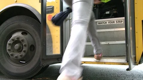 Children get on bus (2 of 3) Video stock 8699259