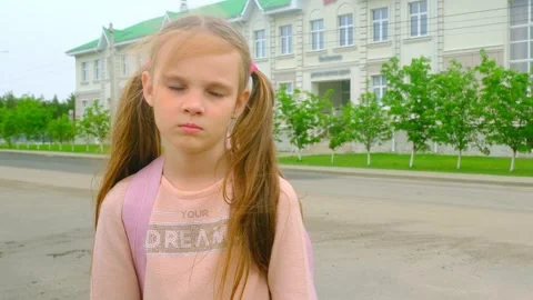 Children go back to school. Cute pupil with backpacks. Back to school concept. Stock Footage 277438823