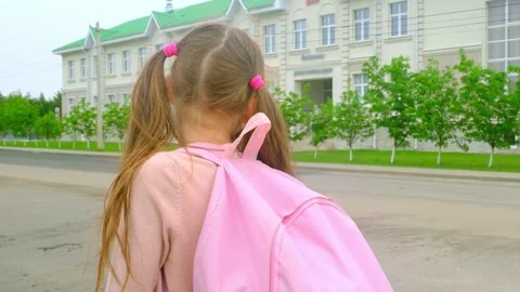 Children go back to school. Cute pupil with backpacks. Back to school concept. Stock Footage 278052699