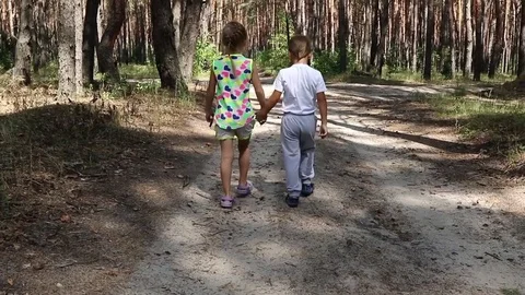 Children go on the road Stock Footage 71359566