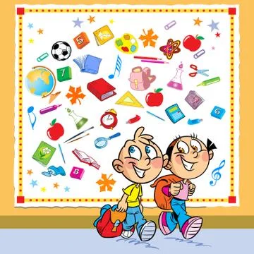 Children go to school Stock Illustration