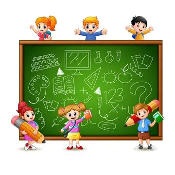 The Children goes to learn Stock Illustration