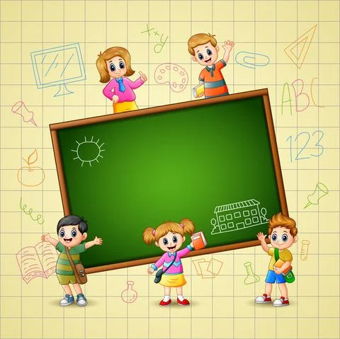 The Children goes to learn Stock Illustration