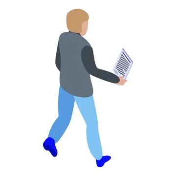 Children goes programming icon, isometric style Stock Illustration