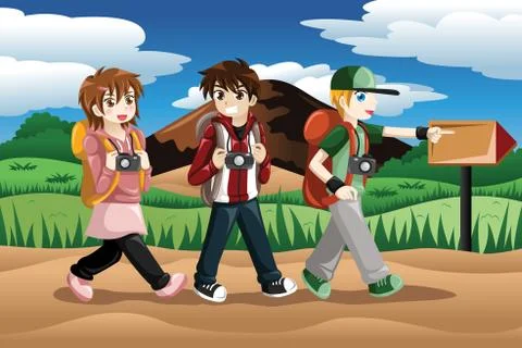 Children going on an adventure Stock Illustration