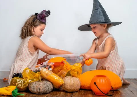 Children with Halloween decorations Stock Photos
